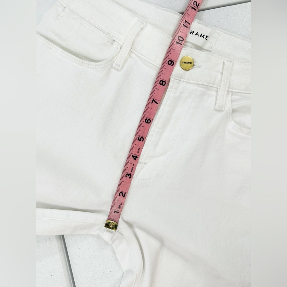 FRAME Le High Straight Blanc White Jeans Cropped Clean Minimal Resort Coastal 27 - Picture 8 of 16